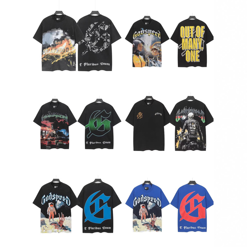 Godspeed Cross-Border New Trendy Brand American Rock Street Style Washed Vintage Short-Sleeve T-Shirt European and American Style Godspeed Cross-Border New Trendy Brand American Rock Street Style Washed Vintage Short-Sleeve T-Shirt European and American Style