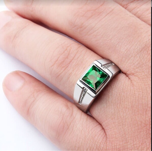 trend fashionable green square ring with stone with zircon for men…