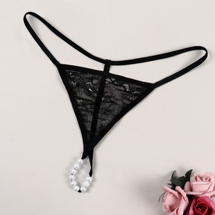 Sexy Underwear Women's French Thong Lace Thong Ultra-Thin Sexy Temptation European and American Hollow Black