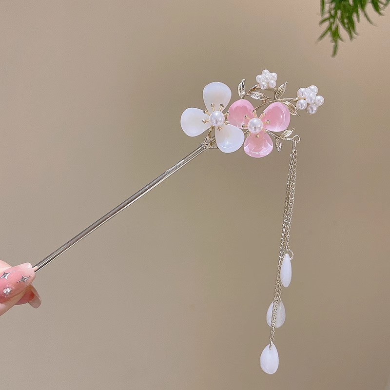 Estilo antiguo chino paso horquilla nuevo estilo chino updo horquilla de alto grado sándalo palillos elegante Hanfu borla tocado