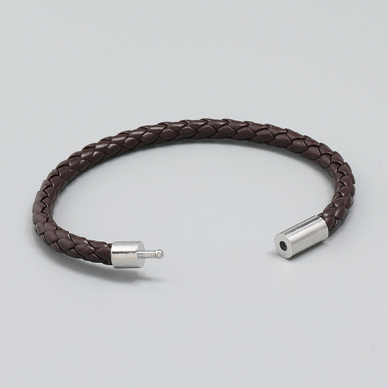 Men's Braided Leather Bracelet Waterproof And Hypoallergenic_voghion.com