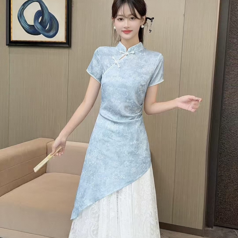 2026 Summer New Collection: New Chinese Style Improved Cheongsam Dress for Women, Slim-Fit Two-Piece Set