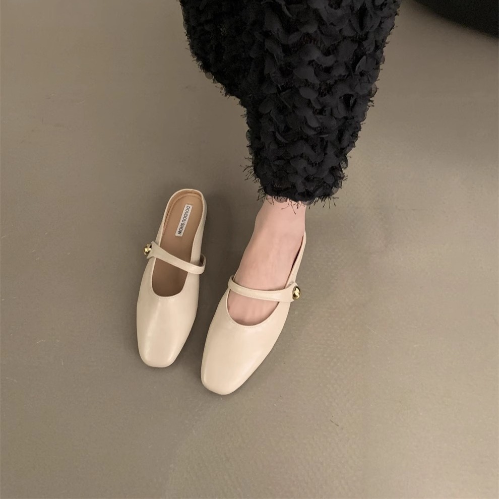 Zapatillas de primavera y verano de 2025 un pedazo de nuevo chinas zapatillas de un solo hombre perezoso Lefour zapatillas de cabeza zapatillas de mujer francesa