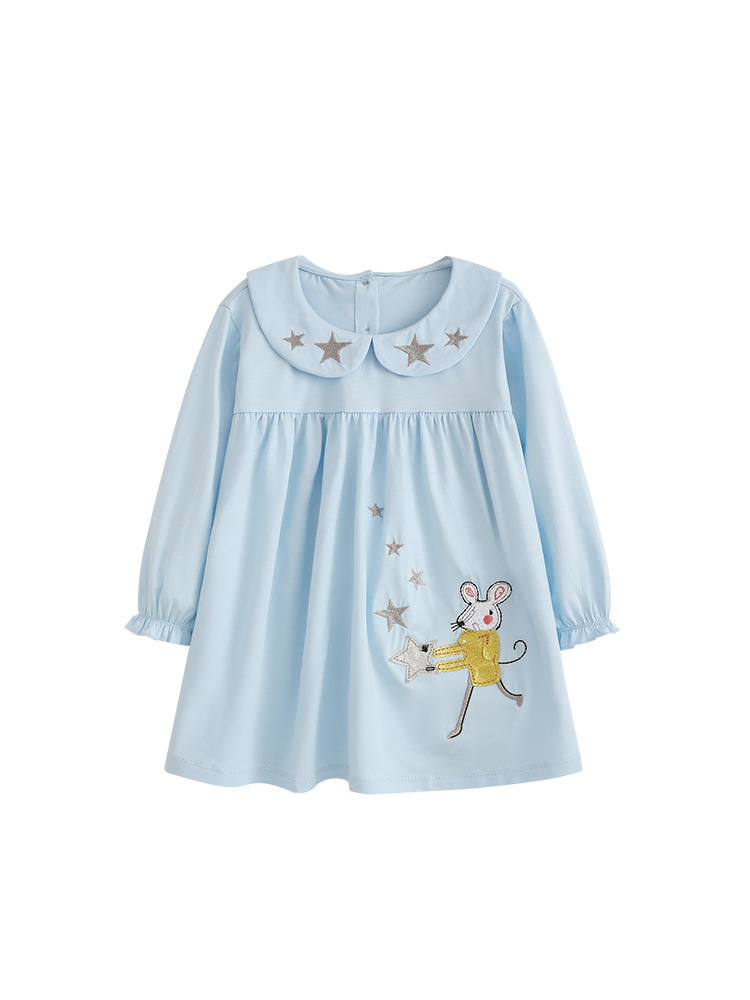 Malwee transfronterizo vestido infantil otoño y invierno nuevo estilo europeo y americano de niños pequeños y medianos cuello muñeca extranjero vestido de princesa de invierno de manga larga