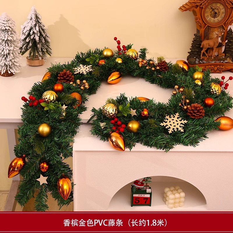 跨境圣诞装饰门挂落雪圣诞节装饰藤条摆件装饰品挂件商场场景布置|undefined