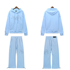 实拍现货AMIRI logo绣花字母纯棉连帽衫 男女毛圈贴皮绣套头卫衣