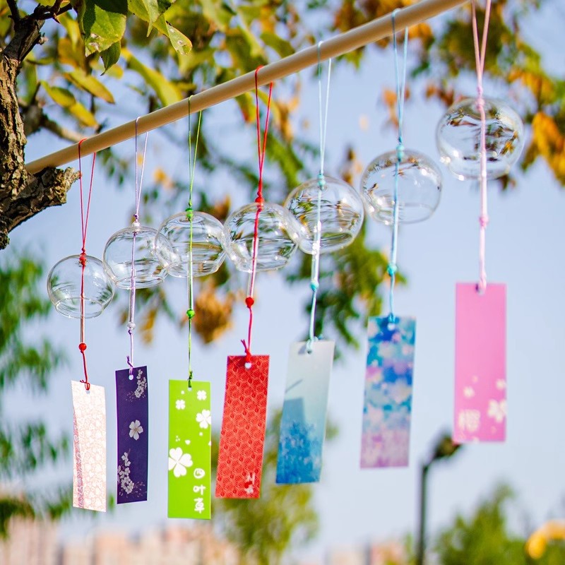 Sakura Wind Chime Handmade Glass Japanese Style Gift Cute Small Ornament Fresh Piece Bedroom Hanging Decoration_voghion.com