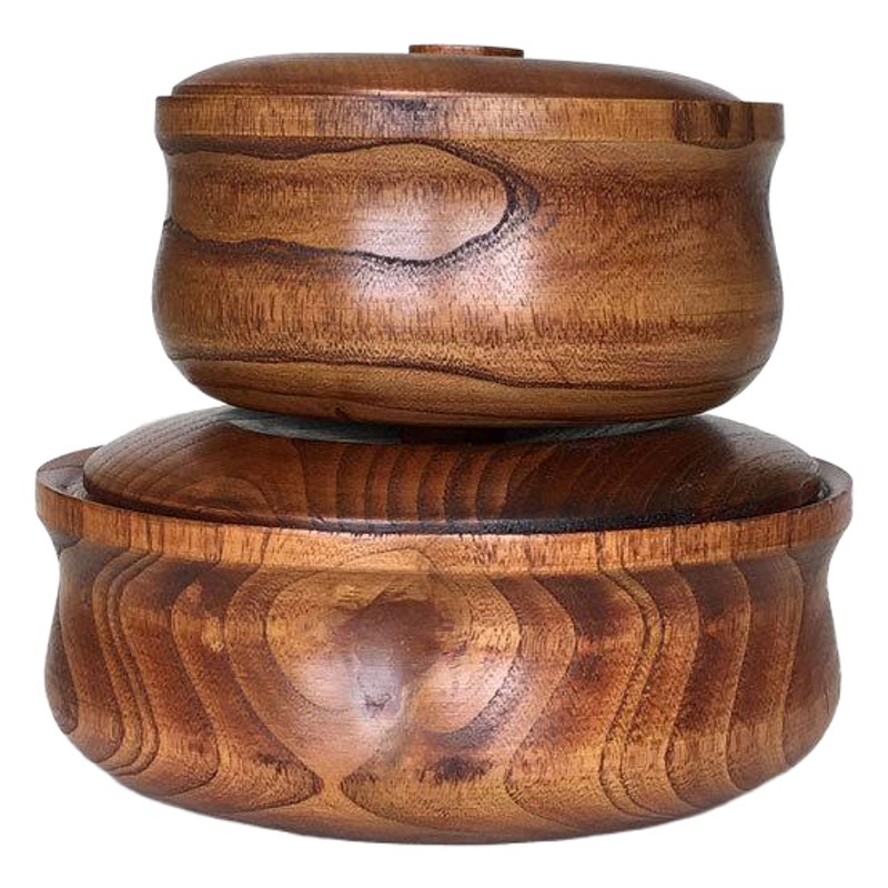 Ensalada de fruta creativa de madera tazón grande en stock al por mayor Suministro directo de fábrica anti-scald tazón de fideos instantáneos con tapa