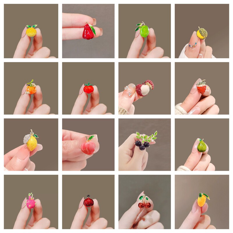 Japanese Cute Cherry Fruit Brooch Trendy Niche Strawberry Design Sense Lemon Pin Collar Needle Anti-running Buckle Cardigan