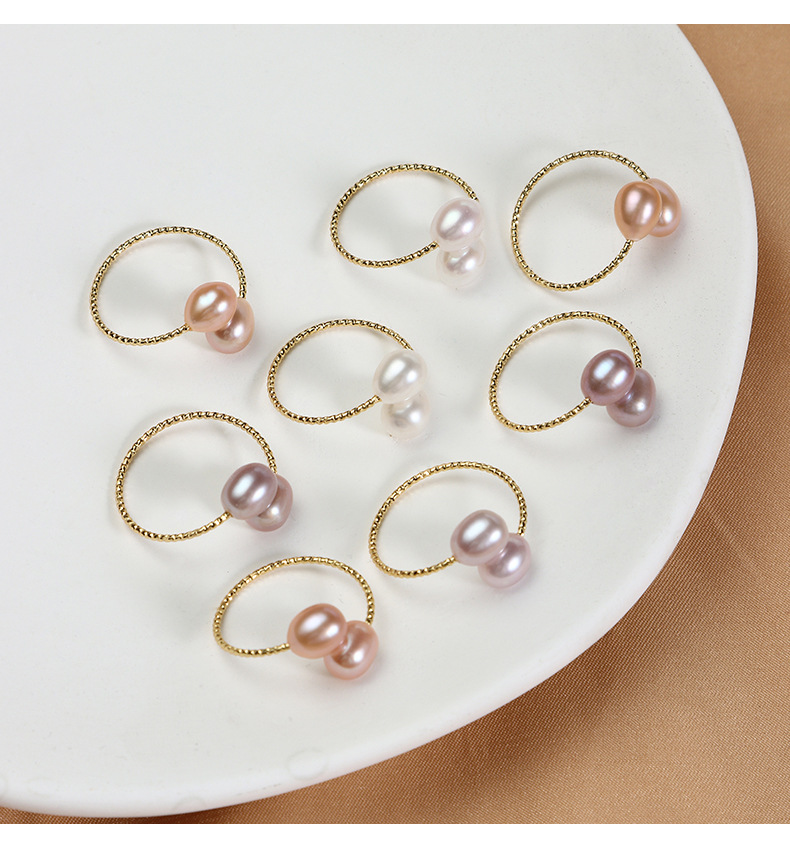 Wholesale Elegant Simple Style Geometric Freshwater Pearl Copper Rings display picture 13