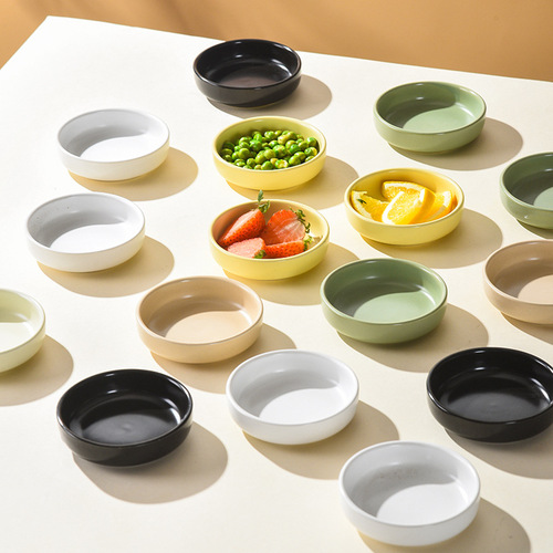 Japanese ceramic tableware divided plate nine-square grid dinner plate round condiment plate sushi Japanese sauce restaurant commercial
