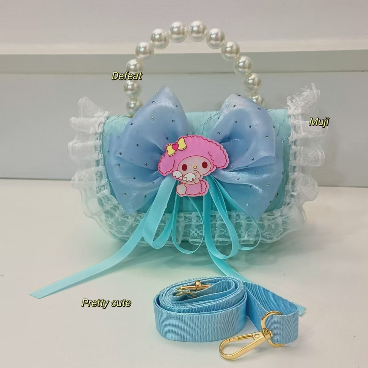 Melody bolso de perlas bolso de mochila accesorios bolso pequeño bolso de cadena bolso de arco encaje bolso de cadena para niños moda