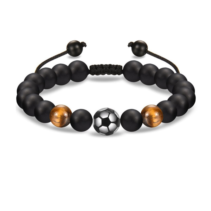 Obsidian Matte Braided Beaded Bracelet Men Tiger Eye Volcanic_voghion.com