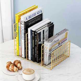 ✅ Desktop Small Bookshelf Desktop Storage Rack Wrought Iron Book Clip Book Stand Creative Ins Style Small Magazine Storage