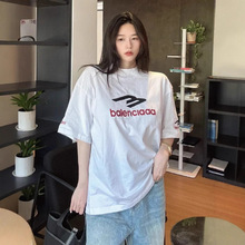 高版本B家短袖T恤女M豆刺绣打底衫潮牌巴黎小领口宽松T恤男女同款