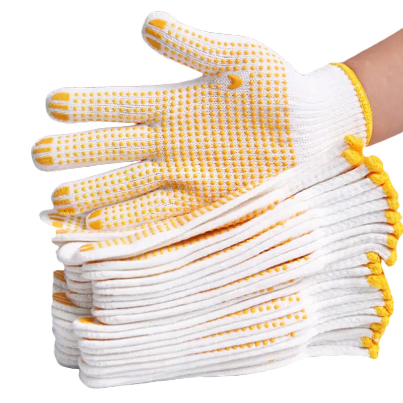 650g de hilo de algodón blanqueado, pegamento para cuentas, PVC, seguro laboral resistente al desgaste, trabajo de los trabajadores de la construcción, lote de stock de guantes generales