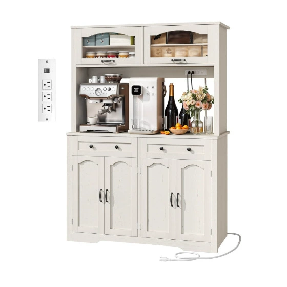Популярный на Amazon кухонный шкаф с панелью, зарядной станцией, местом для хранения, шкаф для ресторана, обеденный шкаф, барный стол, шкаф для еды