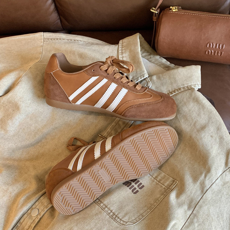 Genuine Leather Version ~5Cm Height-Increasing Retro German Training Shoes for Women, Autumn and Winter, Melard Style, Fleece-Lined Casual Sneakers, Sports Shoes, A-Gan Shoes Genuine Leather Version ~5Cm Height-Increasing Retro German Training Shoes for Women, Autumn and Winter, Melard Style, Fleece-Lined Casual Sneakers, Sports Shoes, A-Gan Shoes