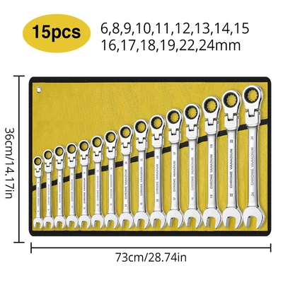 Mühərrik tənzimləmə alətləri, wrench, 6-15pcs cloth bag set - 15pcs-yellow-cloth-bags