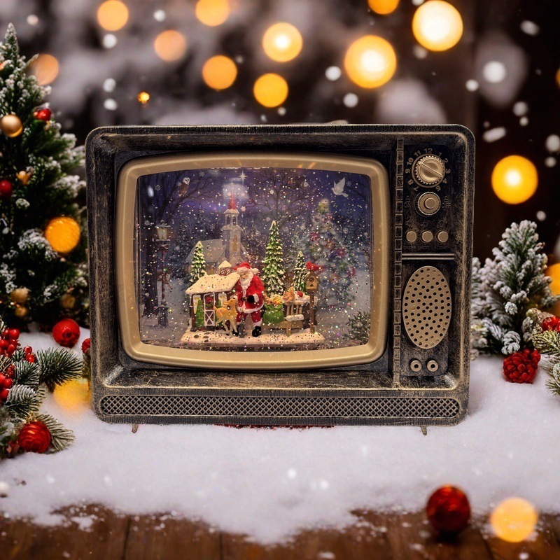 クロスボーダークリスマスギフトスノーフレーククリスタルランプテレビオルゴールオルゴール雪の装飾品クリスマス装飾|undefined