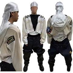 Project G/R Grailz 25ss 纽约限定拼接折叠做旧破坏脏染拉链帽衫