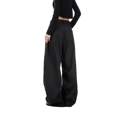 Women's 2025 Spring and Autumn High-End Niche Relaxed Bending Knife Style Versatile Slimming Wide Leg Long Pants
