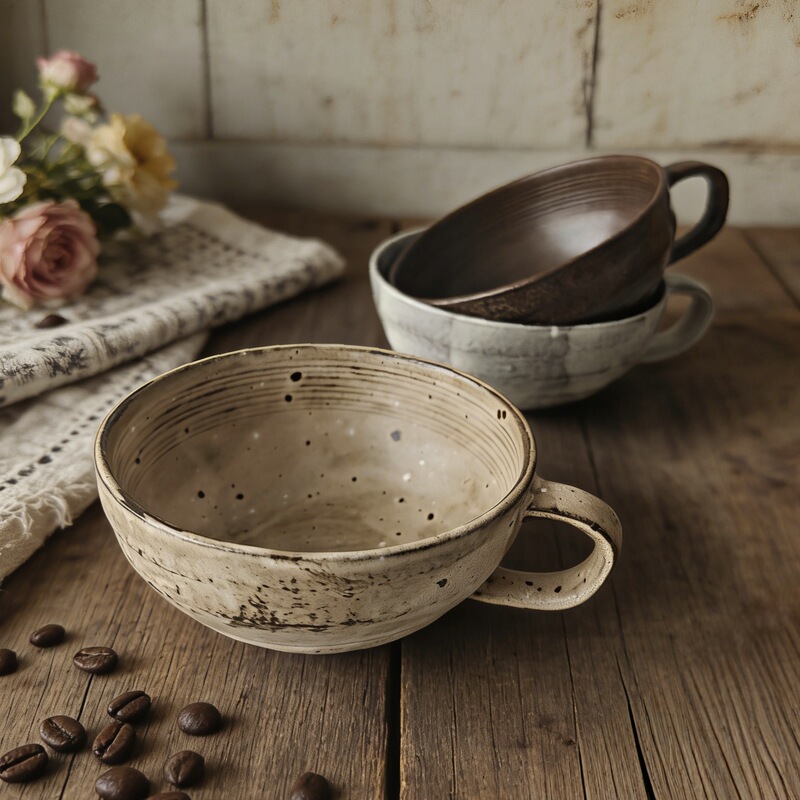 Japanese Retro Breakfast Bowl Ceramic Bowl with Handle Salad Bowl Dessert Bowl Yogurt Bowl Coarse Pottery Tableware Distribution and Wholesale Japanese Retro Breakfast Bowl Ceramic Bowl with Handle Salad Bowl Dessert Bowl Yogurt Bowl Coarse Pottery Tableware Distribution and Wholesale