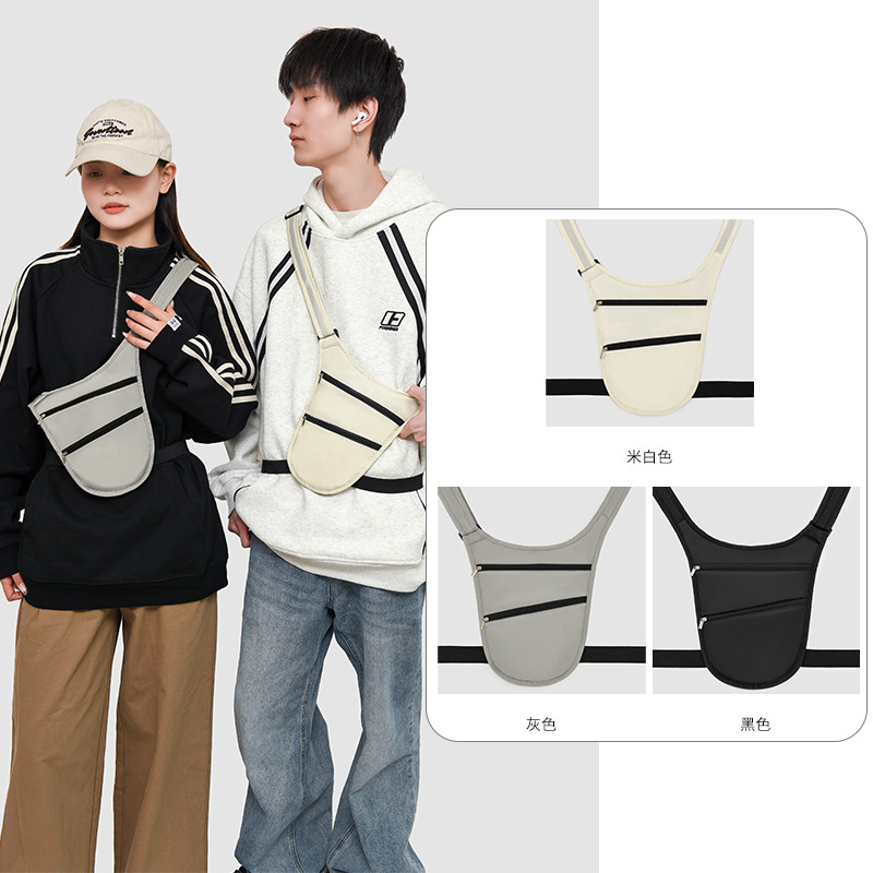 European-style waist bag/crossbody pouch, anti-theft, suitable for travel abroad and Japan, discreetly worn, wallet and documents under armpit for anti-theft protection.