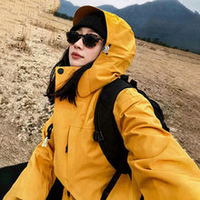 骆陀户外冲锋衣女款三合一外套男谷子黄冲锋衣防风防水旅游登山服