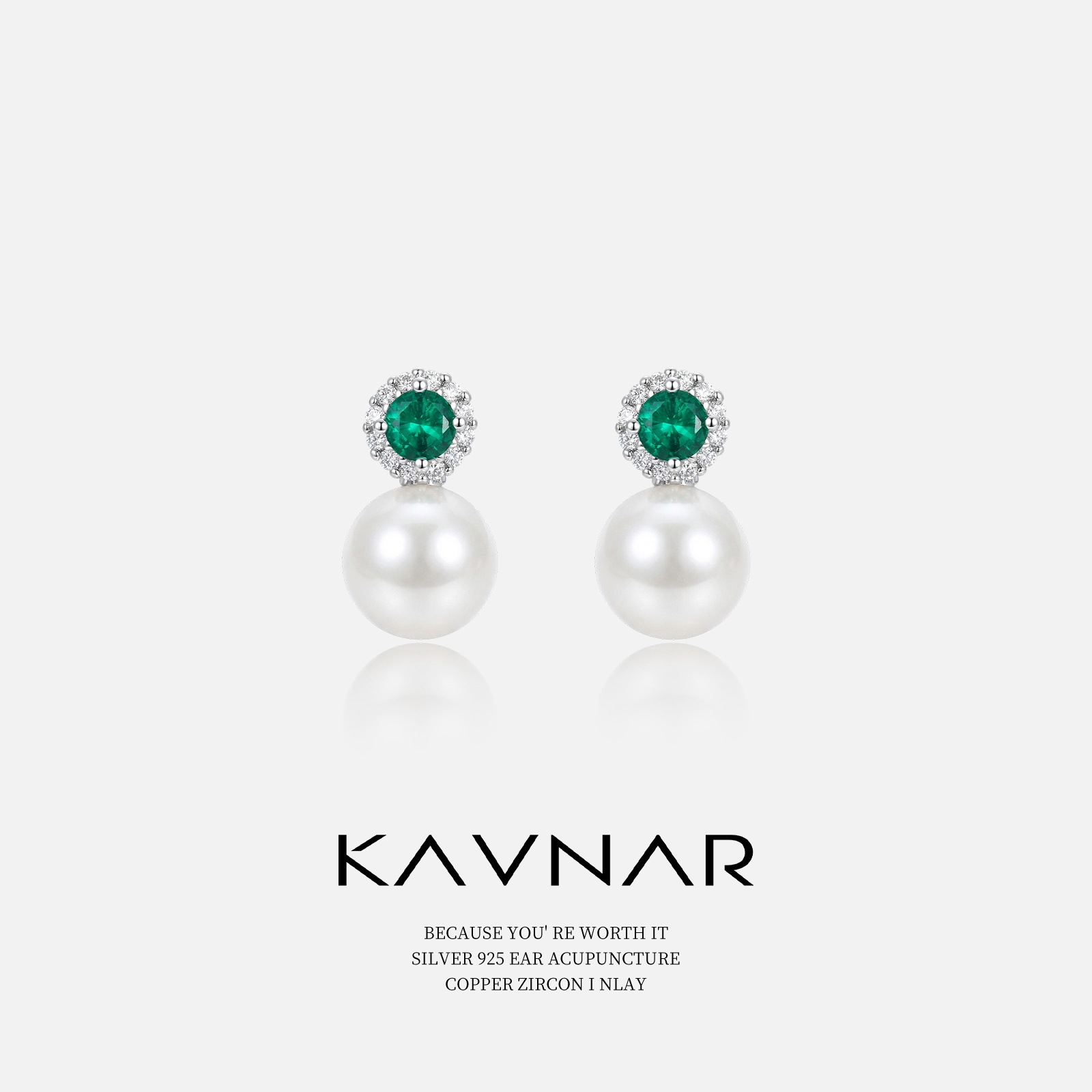 Geometric green fashionable elegant earrings pearl with zircon