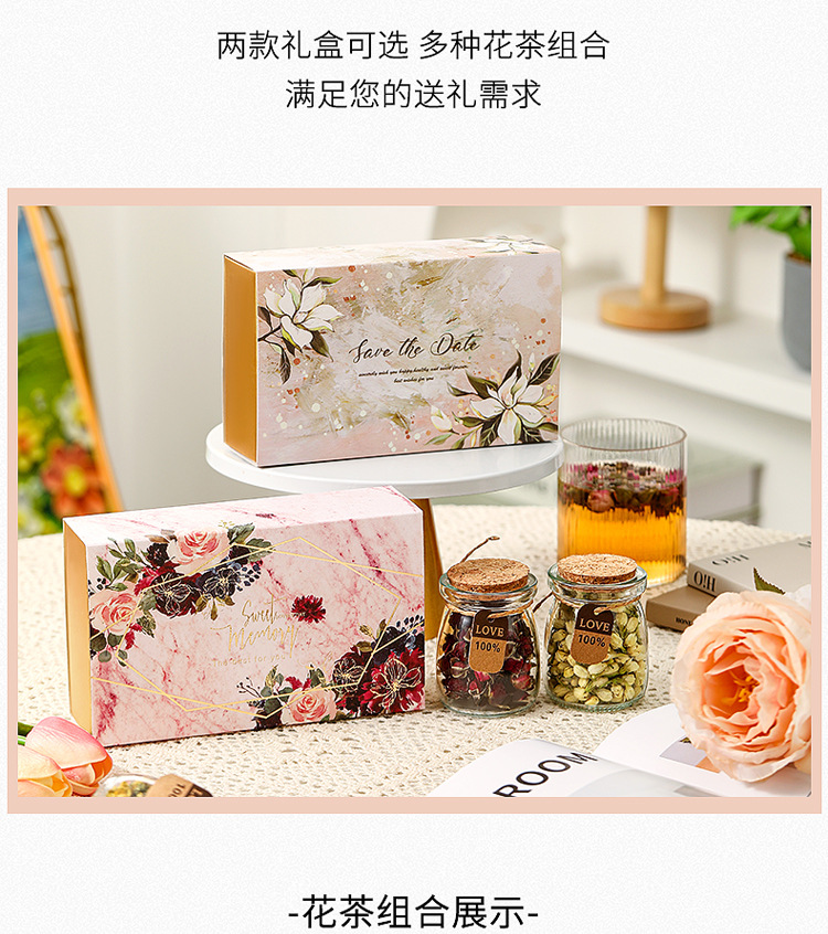 Teacher's Day Herbal Flower Tea Gift Box with Rose Blend 100g Cold Brew Loose Tea in use