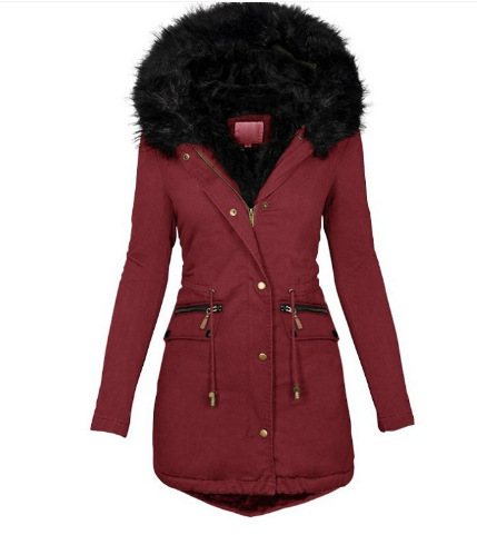 Women's Fashion Solid Color Patchwork Button Zipper Coat Cotton Clothes display picture 4