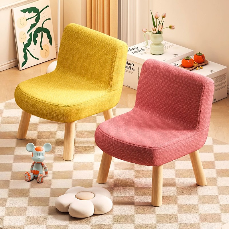 Backrest Stool Soft Bag Household Small Chair Living Room Coffee Table Stool Bench Simple Wooden Stool Small Sofa Stool Low Stool