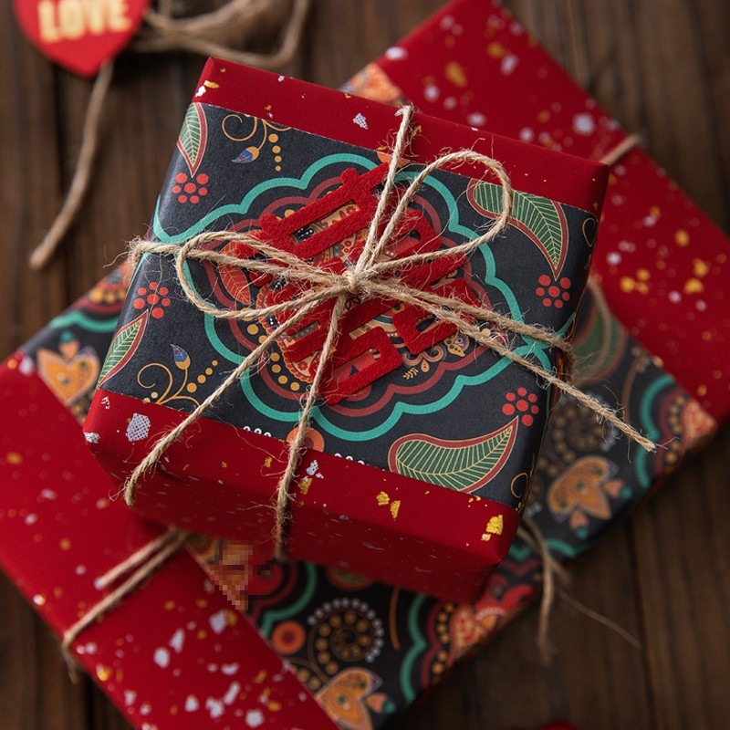 复古结婚婚庆包装纸相框包装复古民族风中国风礼品包装纸礼盒搭配