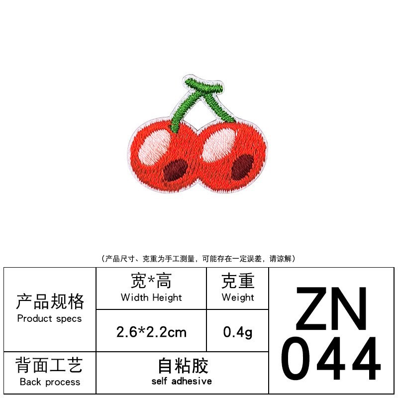 Zhinuo bordado de la computadora de dibujos animados de frutas bordado pegatinas accesorios de bricolaje Ropa Decoración parche Pegatinas de tela lindo autoadhesivo
