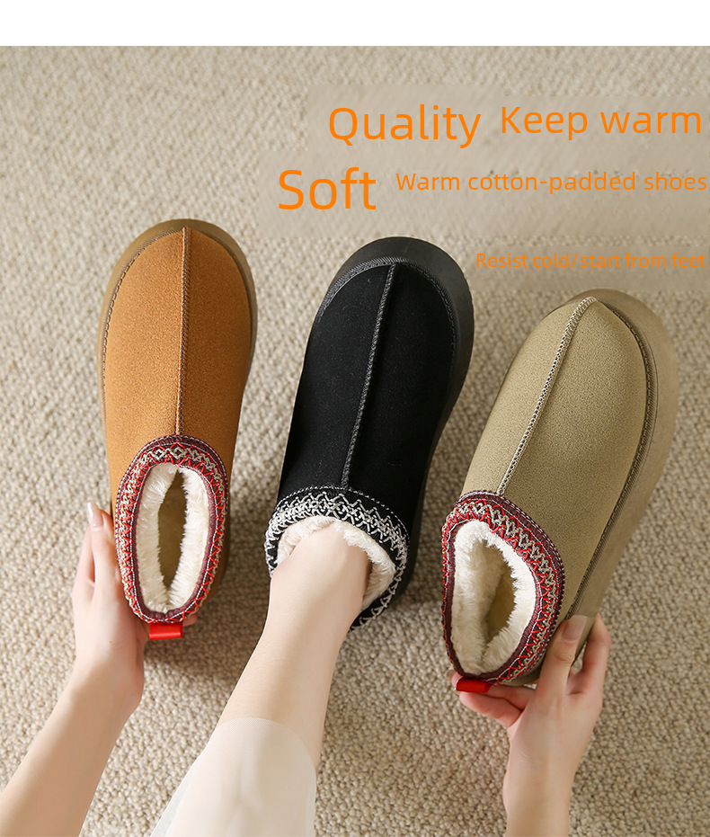 Winter new cashmere warm thick bottom heelless Baotuo hair half slipper cotton shoes_voghion.com