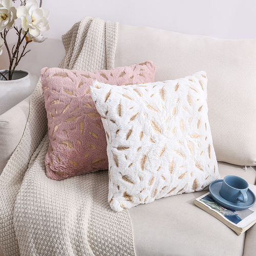 Double-sided feather stamping plush pillowcase cross-border Amazon home Nordic sofa pillowcase