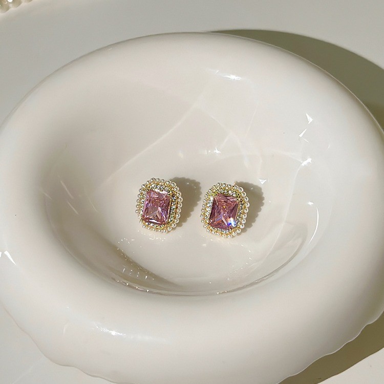 F7496 핑크 스퀘어 귀걸이
