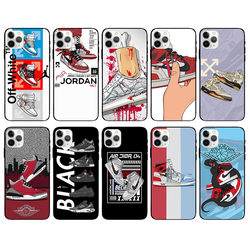 16Jordan Aj Sneaker Phone Case 17 Suitable for Apple 14Promax Protective Case 13 Full-Cover Soft Case 15 Painted Design