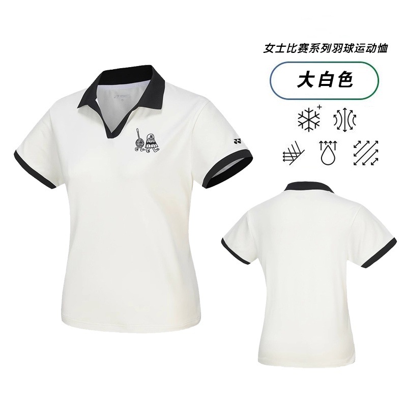25 new YY wool ball suit short sleeve polo shirt women's quick-drying breathable badminton jersey sports T-shirt group purchase printing