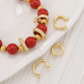 DIY保色铜镀真金光面珍珠吊坠万能扣子各尺寸珠子项链吊坠扣连接