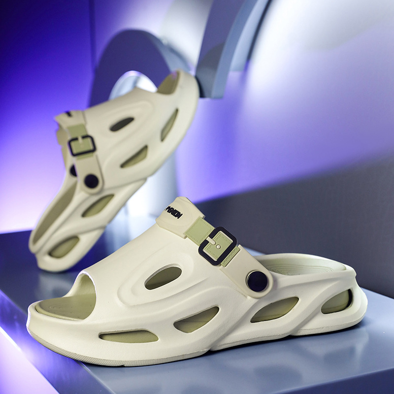 Nuevo estilo de los hombres, ligero, cómodo, tendencia, moda, ocio diario, punta redonda, color a juego, transpirable, zapatos con agujeros para hombres Baotou