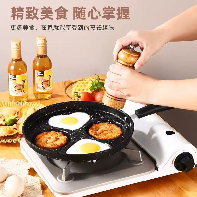 공장 직접 판매 Maifan Stone 붙지 않는 팬 3구 4구 오믈렛 팬 계란 팬 플랫 계란 만두 팬 아침 식사 프라이팬