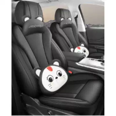 Modelə uyğun (Original) oturacaq örtükləri – seasons, full-coverage leather seat covers - mysterious-black-cartoon-version-five-seater-full-coverage-for-the-front-row-partial-coverage-for-the-back-row