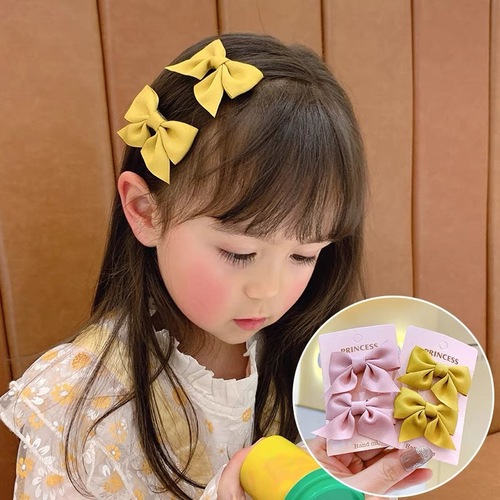 2 pairs Children girls baby hairpin bow tie headdress modern dance cute princess little girl hair accessories toddlers barrette clip baby hairpin