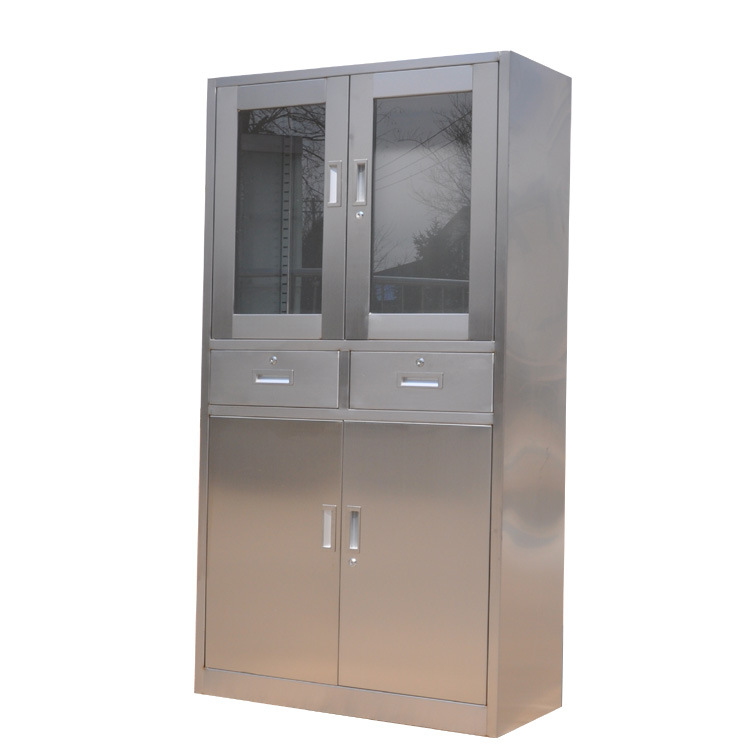 定制SSC111不锈钢加厚四门文件柜带抽屉办公工器具柜高低多层柜