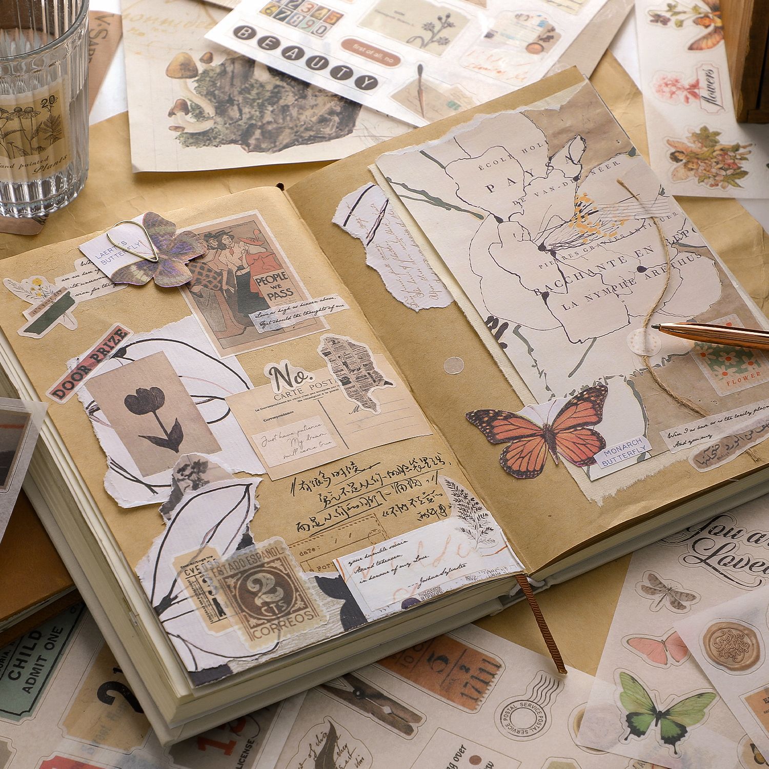 Xinmo material esta vez y su serie retro diario artístico decoración básica base de papel 50 piezas en 4 tipos