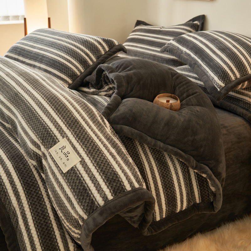 Leche de tercife de cuatro piezas más tercife de doble cara otoño invierno engrosado calor leche de tercife de cuatro piezas nuevo invierno de alta calidad