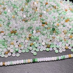 三色氷そろばんビーズ、ルースビーズ、天然文具スペーサービーズ、翡翠工芸品、ジュエリー、四会Aグレード翡翠