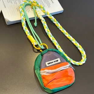 Little Red Book Small Schoolbag Mobile Phone Lanyard Hanging Neck Crossbody Adjustable Shoulder Lanyard Key Children's Anti-lost Mobile Phone Chain